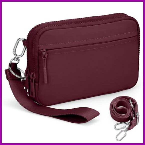 RFID Wristlet Purse with Anti-Theft Lock, Adjustable Crossbody Strap